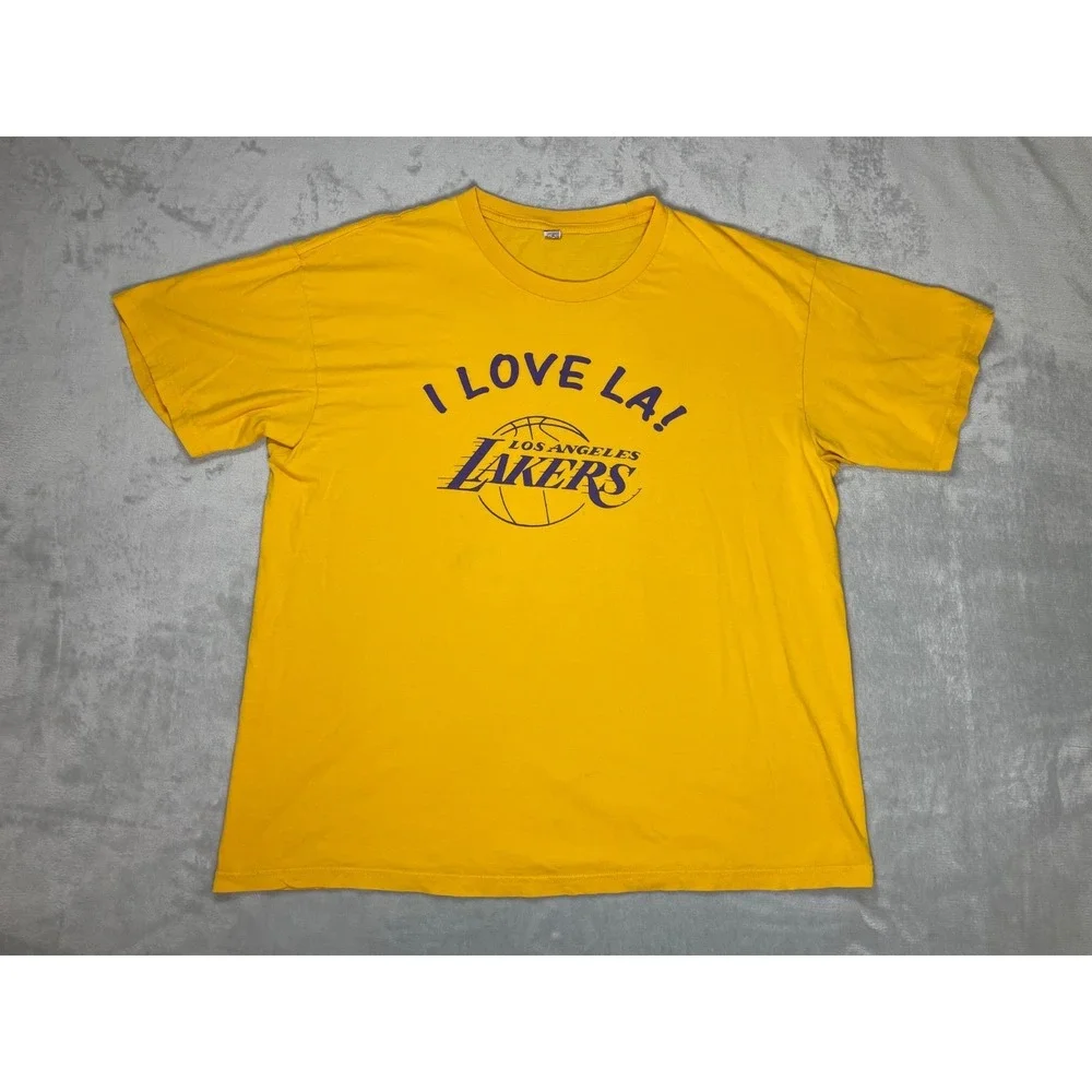 Los Angeles Lakers T Shirt Men XL Yellow I Love LA 2000 Finals NBA Vintage